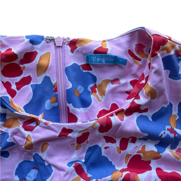 J. McLaughlin Multicolor Floral Dress, Size Medium, Havana Cap Sleeve, Tie Front - Picture 4 of 7